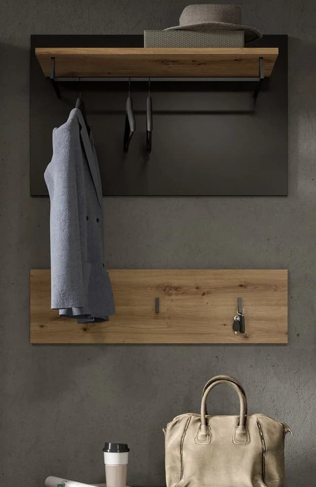 Inn.Furn Garderobenpaneel Cooper Artisan Eiche Basalt grau