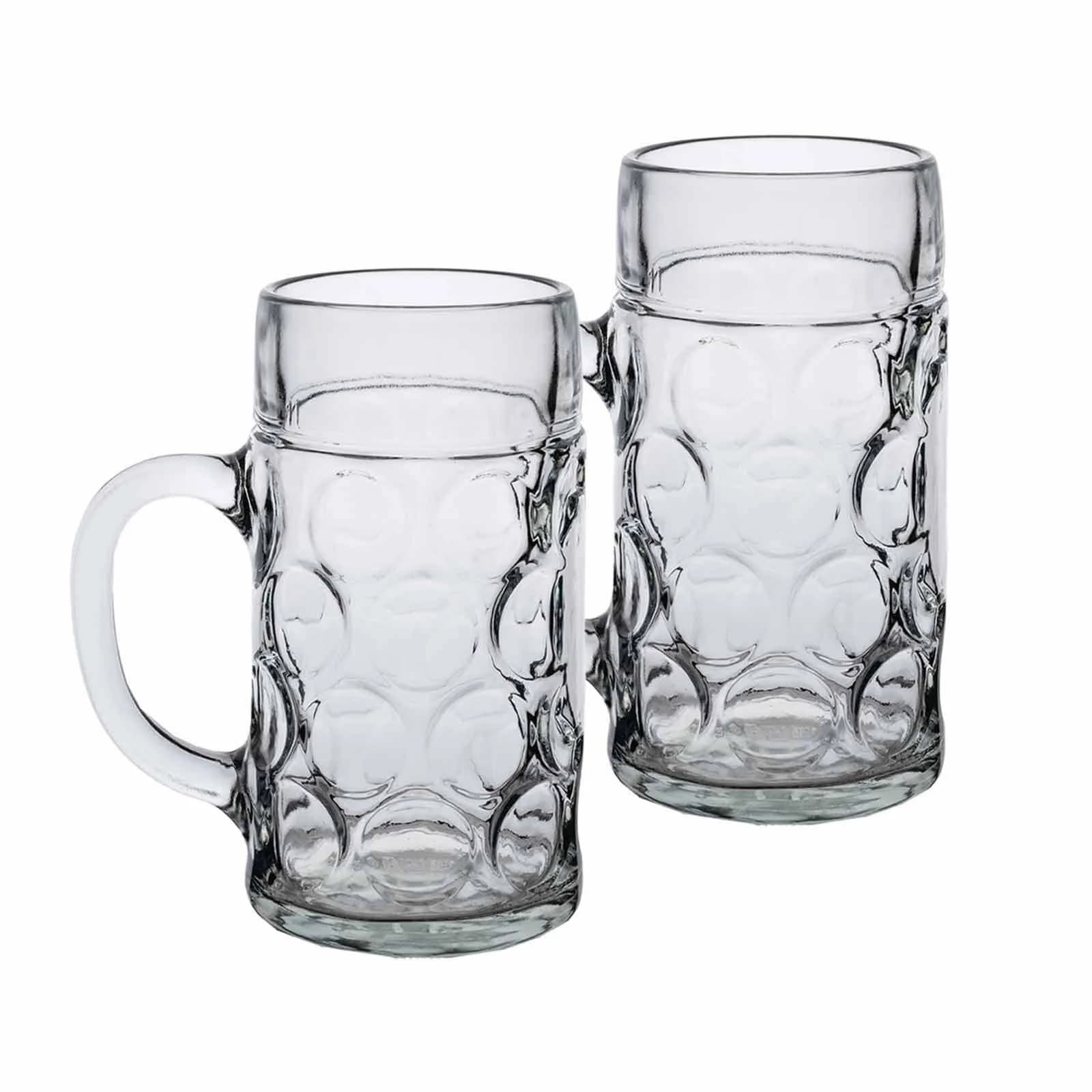 Van Well Bierkrug 1L 2er Set transparent Glas