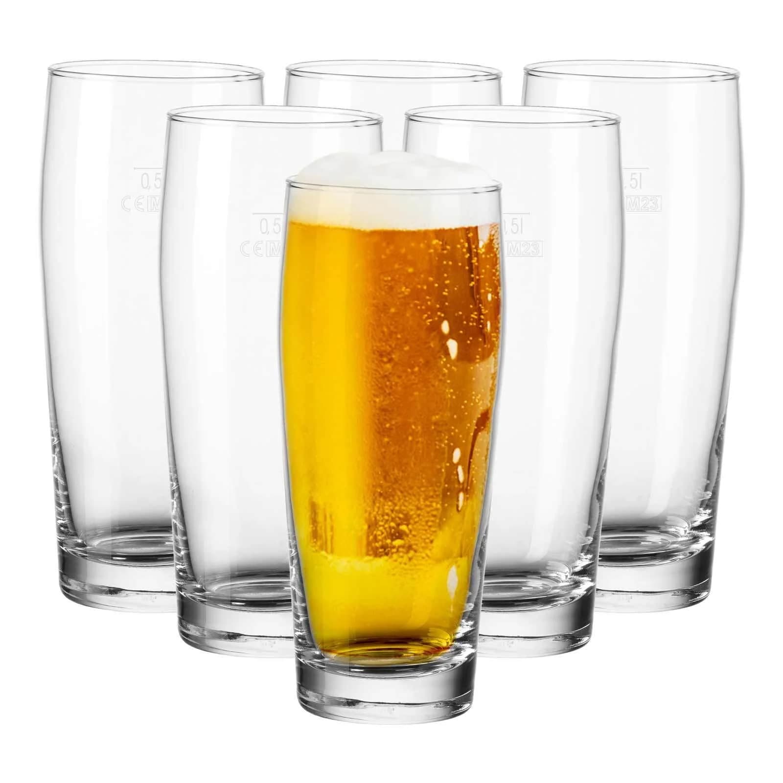 VAN WELL Willi Becher Bierglas 0,5 l geeicht 6er Set transparent