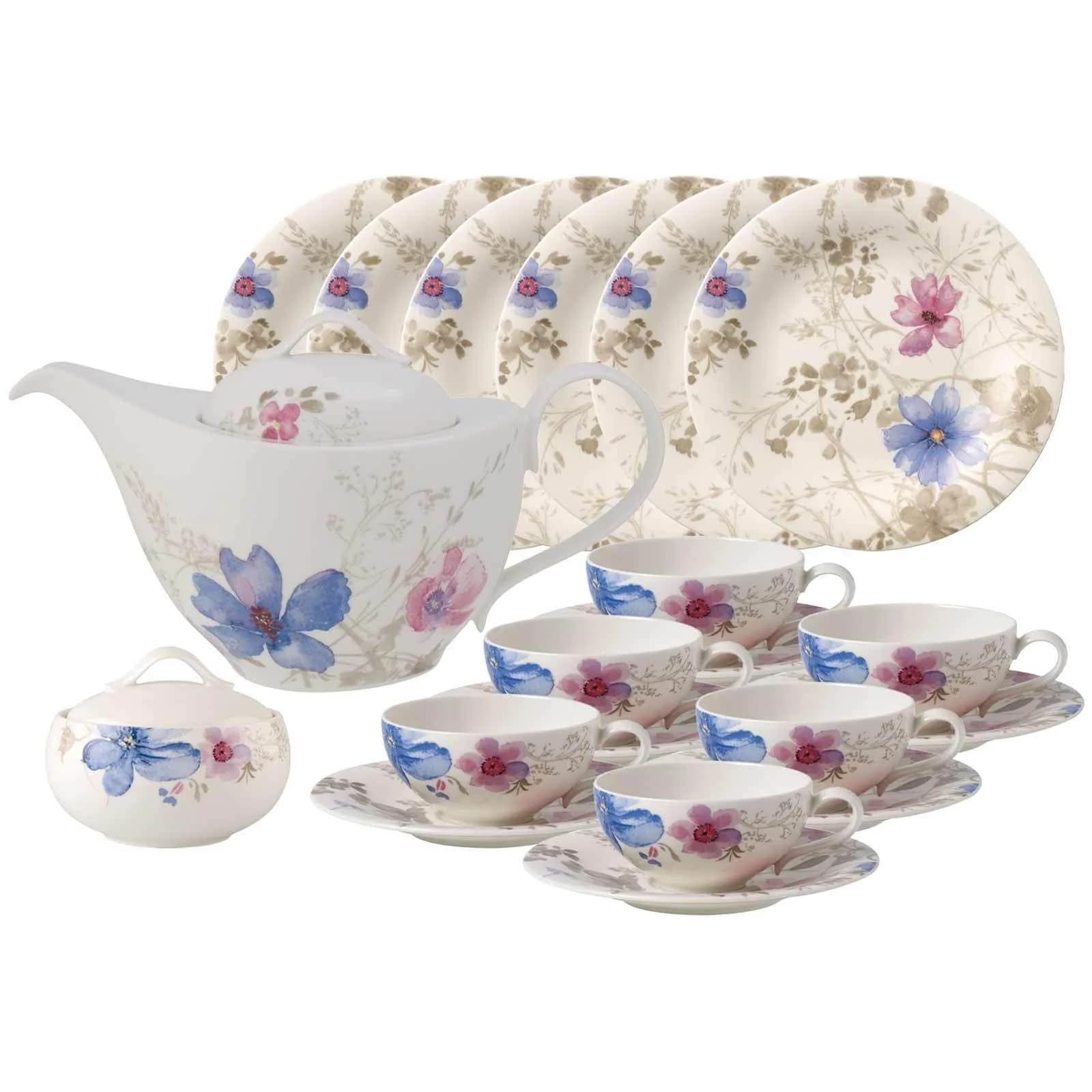 Villeroy & Boch Teeservice Mariefleur Gris Basic 20-teilig bunt Porzellan