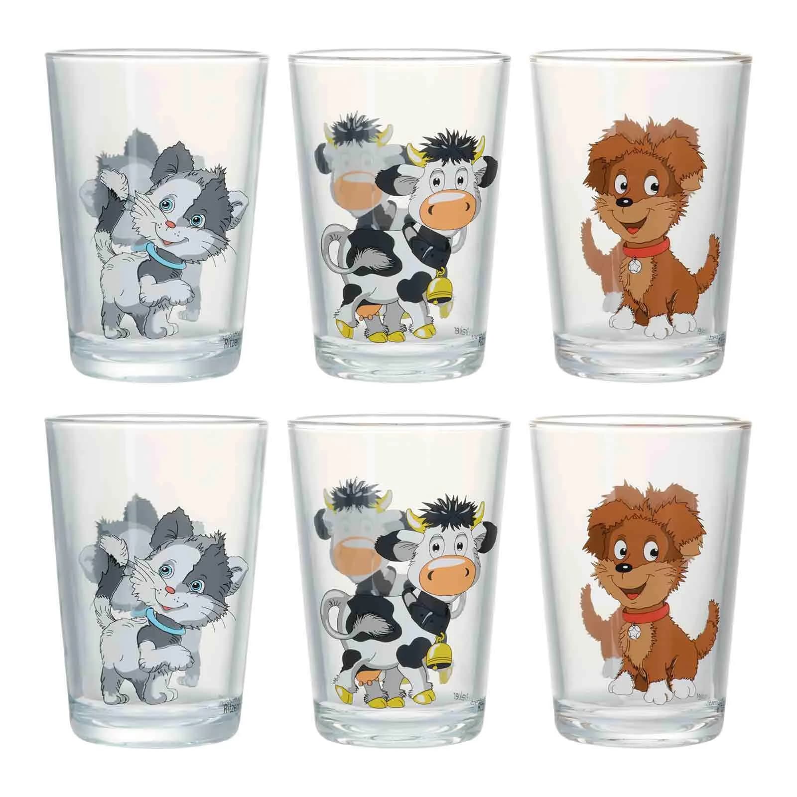 Ritzenhoff & Breker Kindergläser Hoftiere 6er Set Bunt Glas