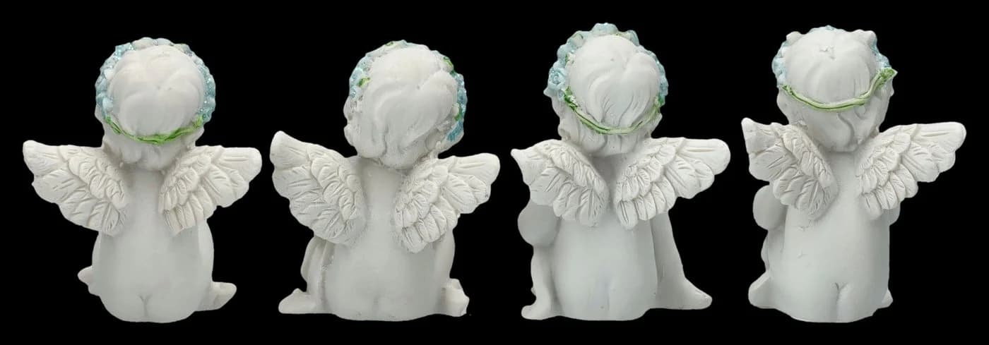 Figuren Shop GmbH Engel Set 4-tlg. mit blauen Rosen Kunststein