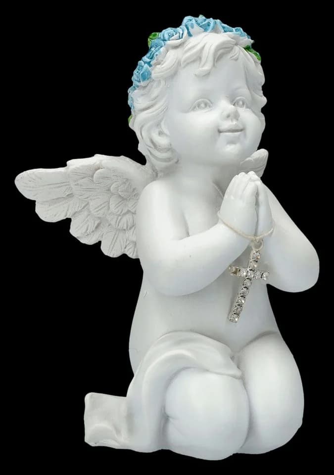 Figuren Shop GmbH Engel Figur mit Kreuz Putte Dekofigur 12 cm