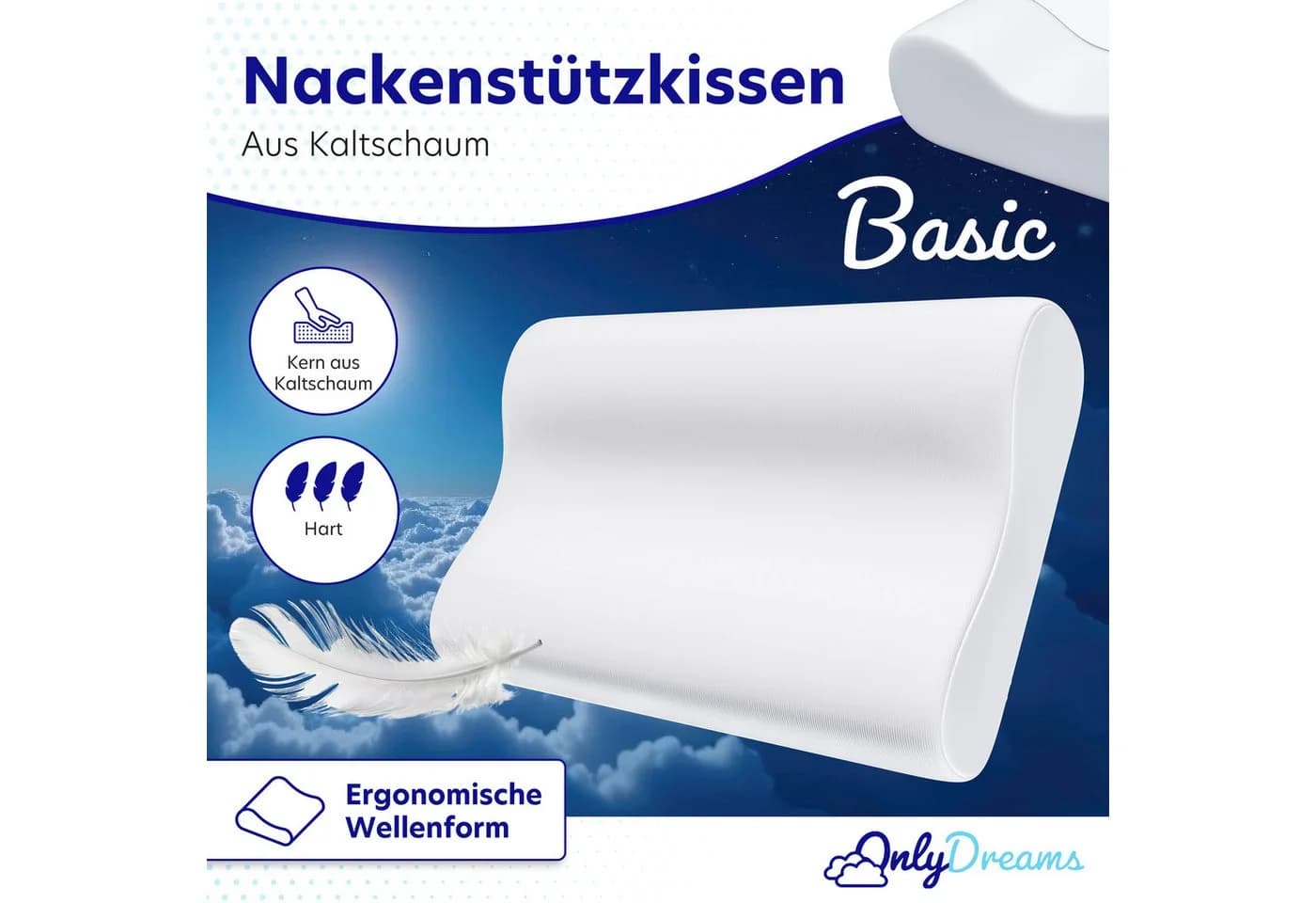 Träumegut24 OnlyDreams Anti-Schnarch Kissen Weiß Ergonomisch