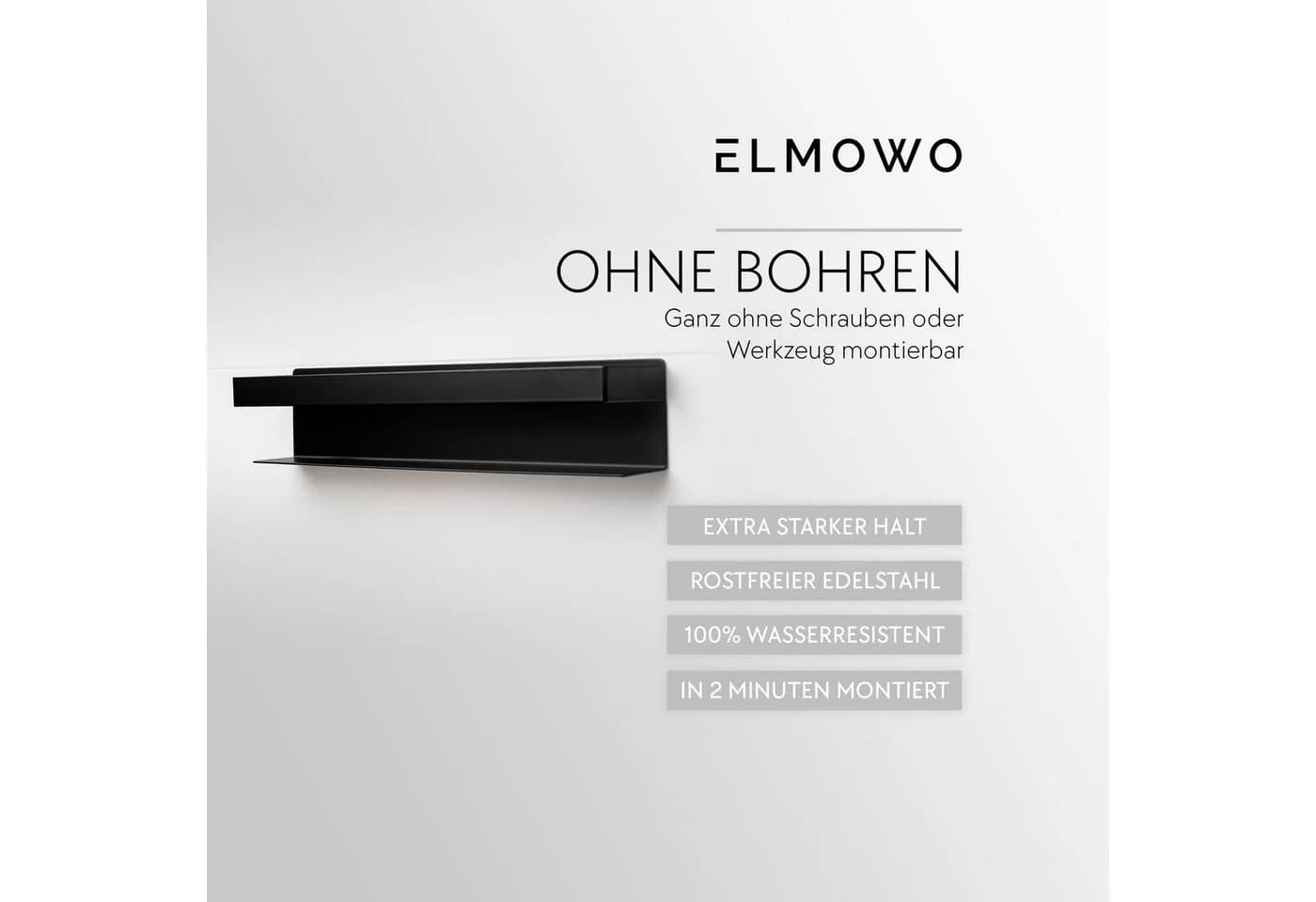 ELMOWO Handtuchregal ohne Bohren Edelstahl Schwarz 5-fach