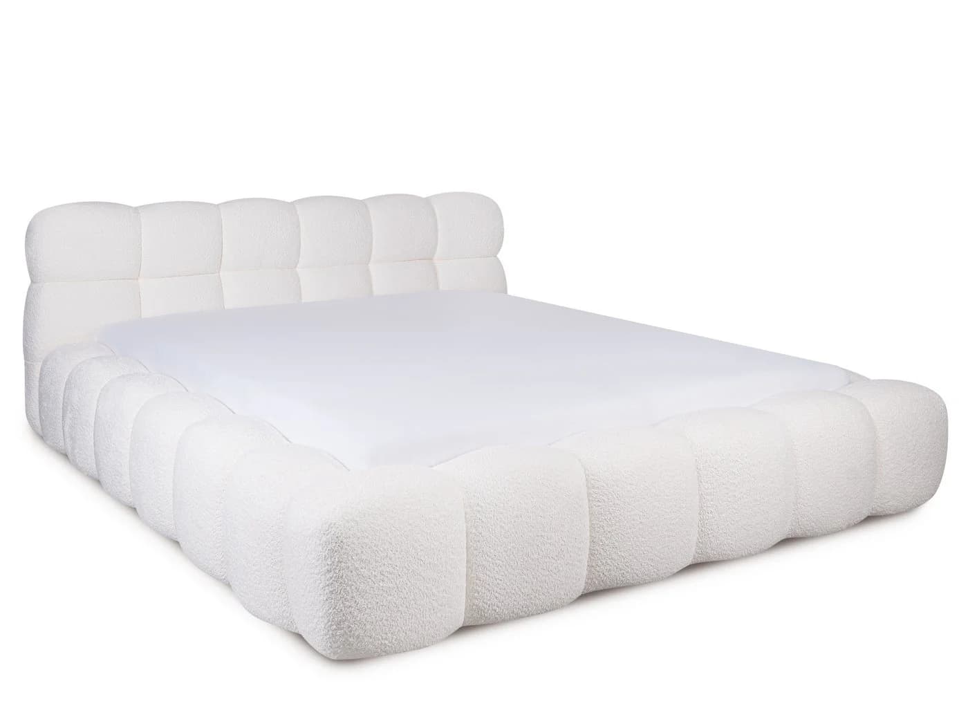 wonello Polsterbett Nuba Bett mit Bettkasten und Lattenrost Bouclé-Stoff