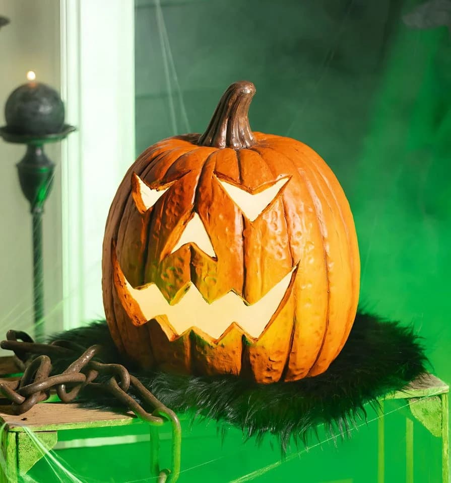 Dekoleidenschaft LED-Dekofigur "Spooky" Kürbis orange