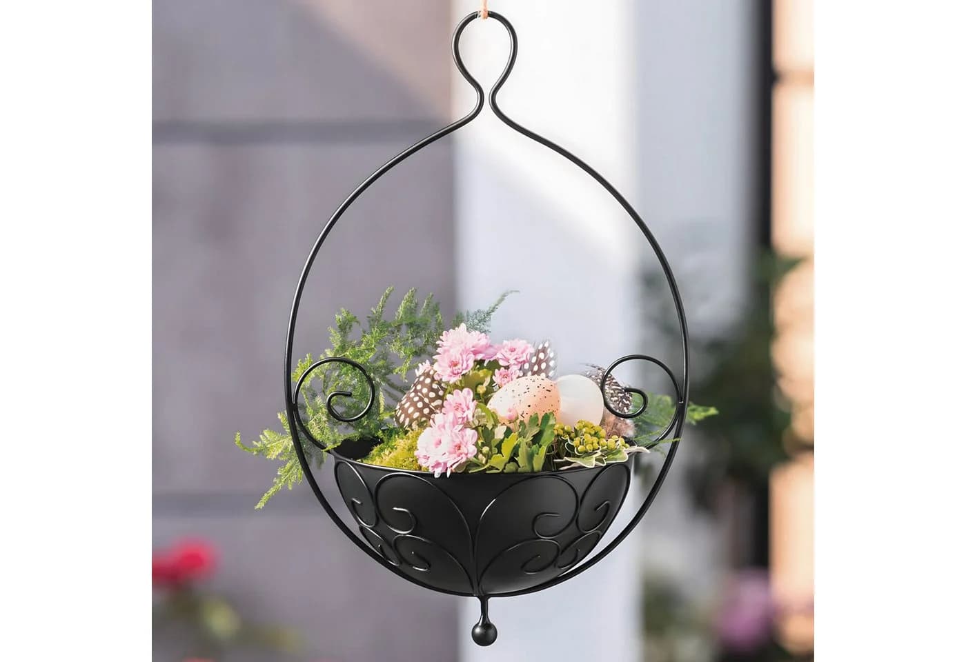 Dekoleidenschaft Blumenampel Ranken Metall schwarz Hängeampel