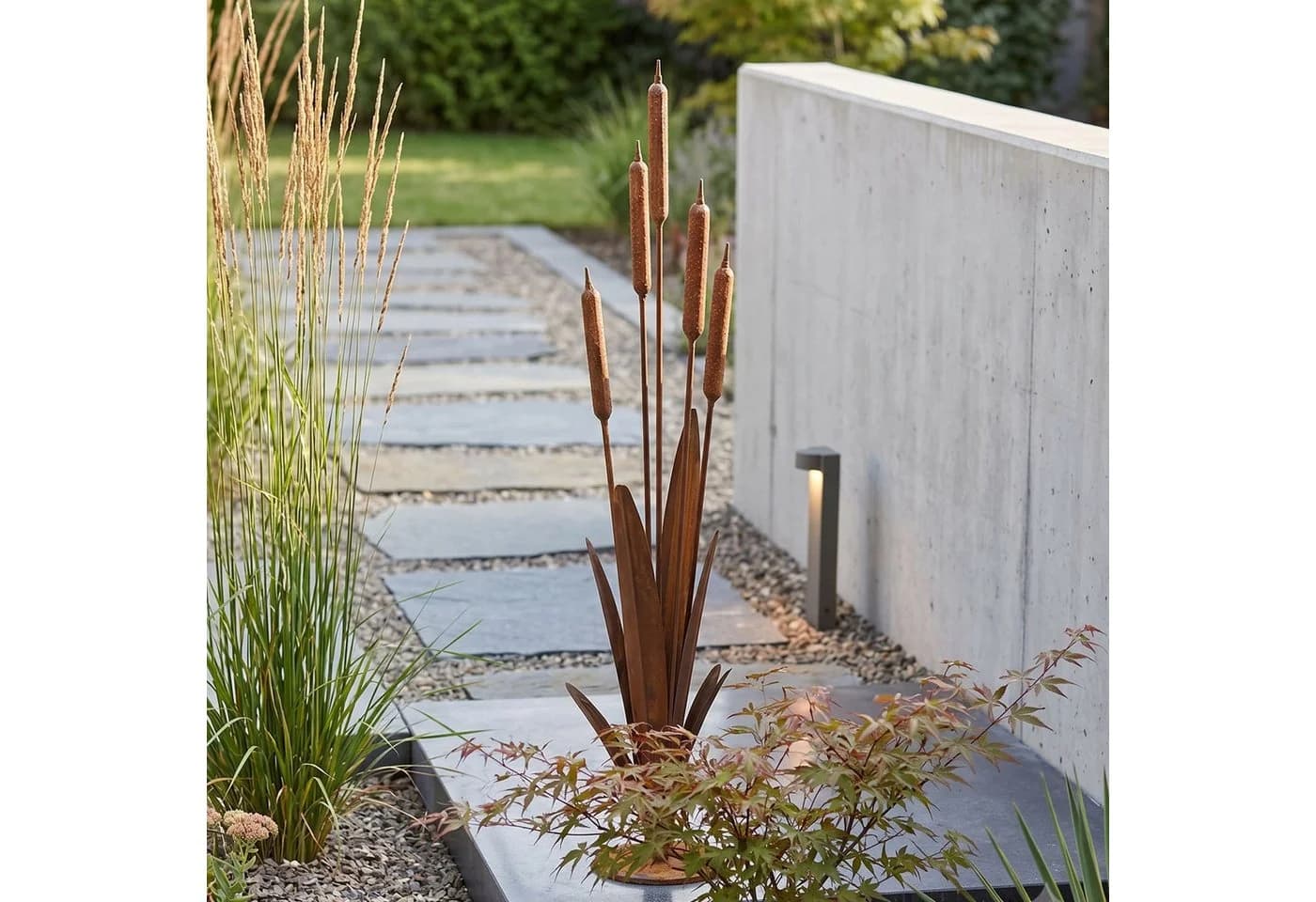 Dekoleidenschaft Gartenfigur Schilf Metall Edelrost 91 cm