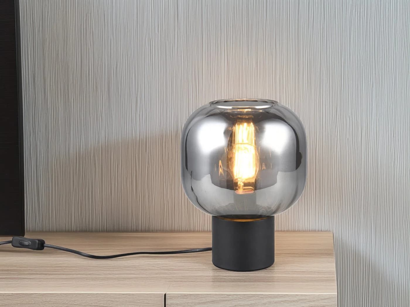 TRIO Leuchten LED Nachttischlampe mit Glas Schirm und Dimmfunktion