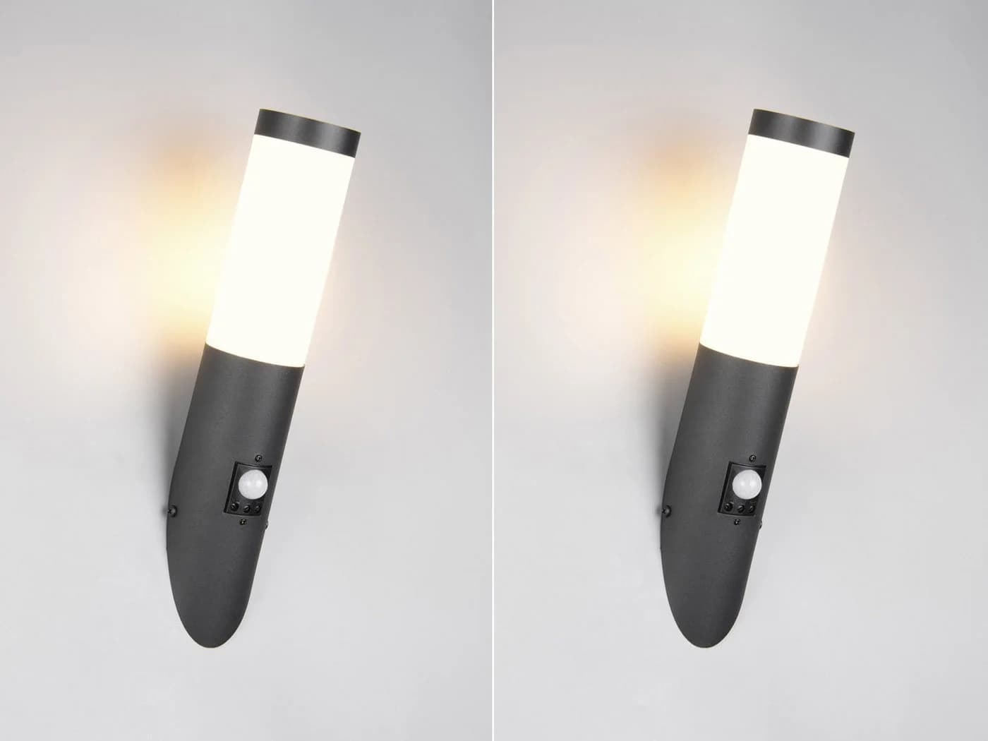 TRIO LED Außen-Wandleuchte 2er Set Schwarz Edelstahl mit Bewegungsmelder