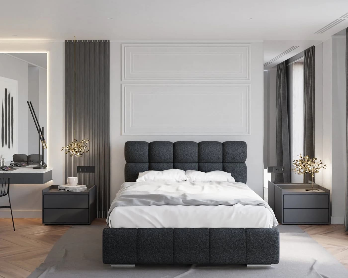 Homesy Polsterbett BLISS Schwarz Metallrahmen mit Lattenrost