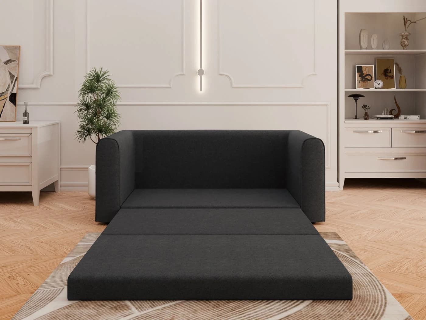 Homesy Schlafsofa Arelis 2-Sitzer mit Bettfunktion Grau