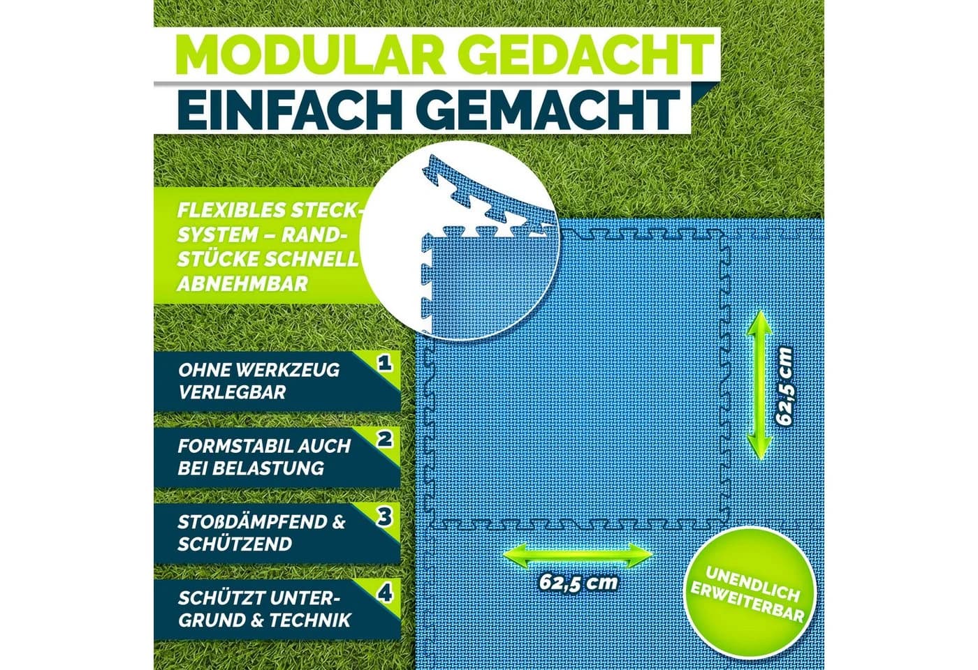 tillvex Pool-Bodenschutzfliese Blau EVA-Schaumstoff