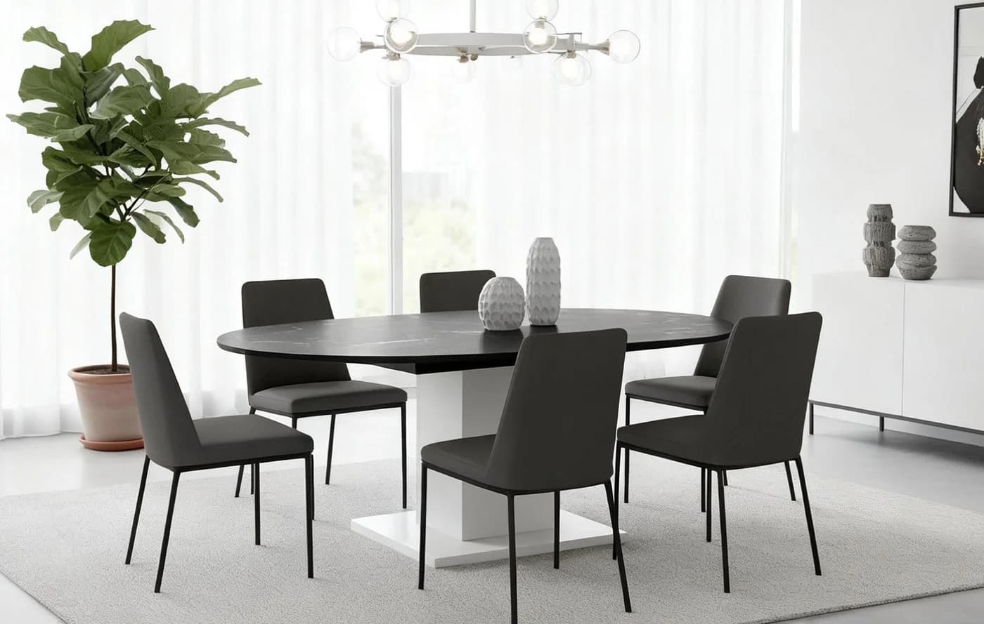 B&D home Säulen-Esstisch WIM rund ausziehbar 100-140cm