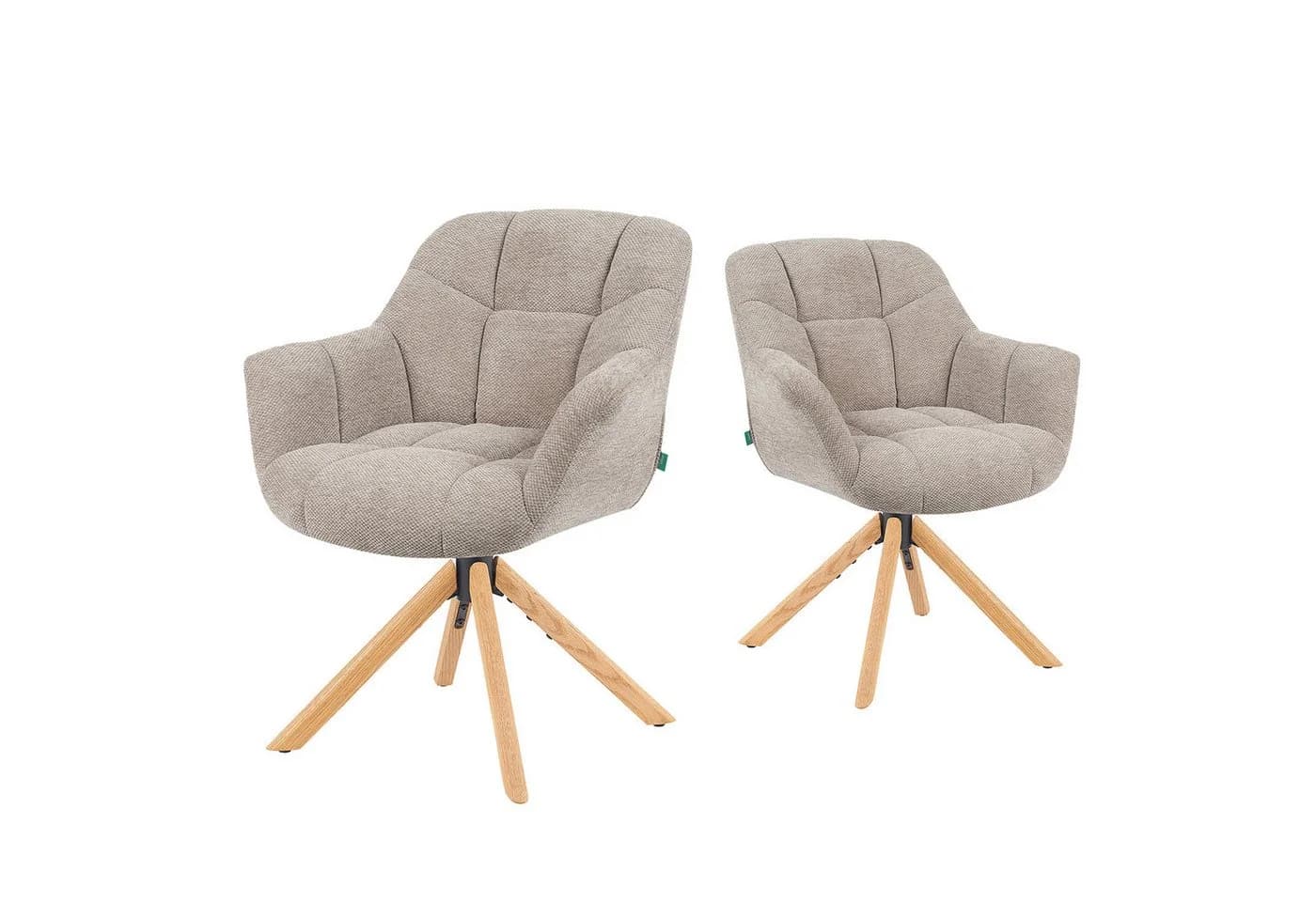 DUBI Möbel Polsterstuhl Mika-Nea Eiche geölt Beige 360° drehbar