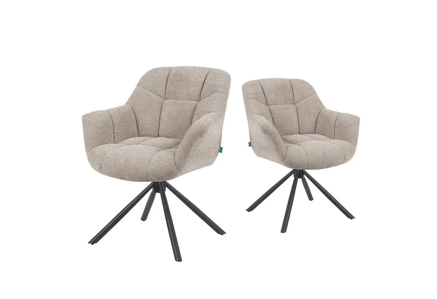 DUBI Möbel Polsterstuhl Mika-Luka 2er-Set - Microfaser, Metall