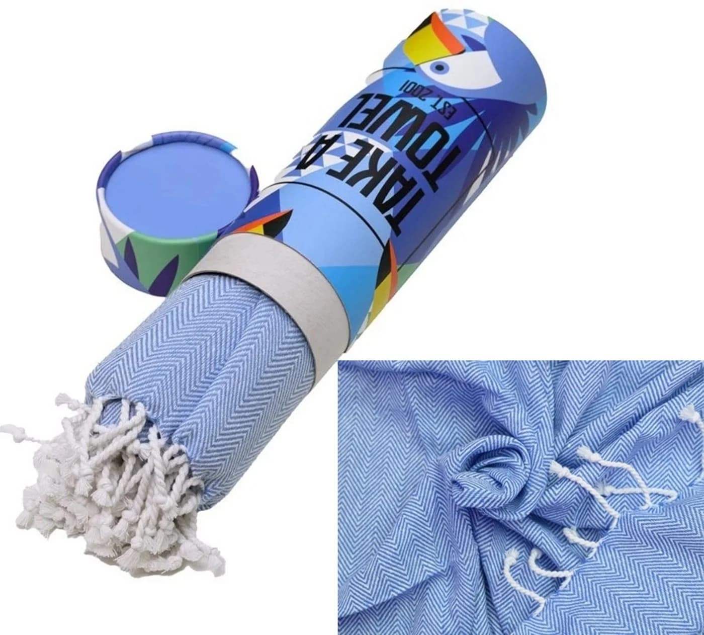 Ebaxx Strandtuch XL 100x180 cm Blau 100% Baumwolle