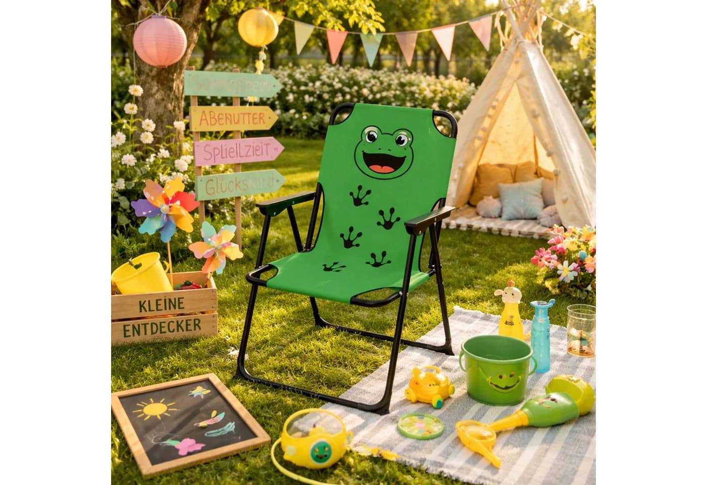 Mojawo Klappstuhl Kinder Campingstuhl Frosch Design
