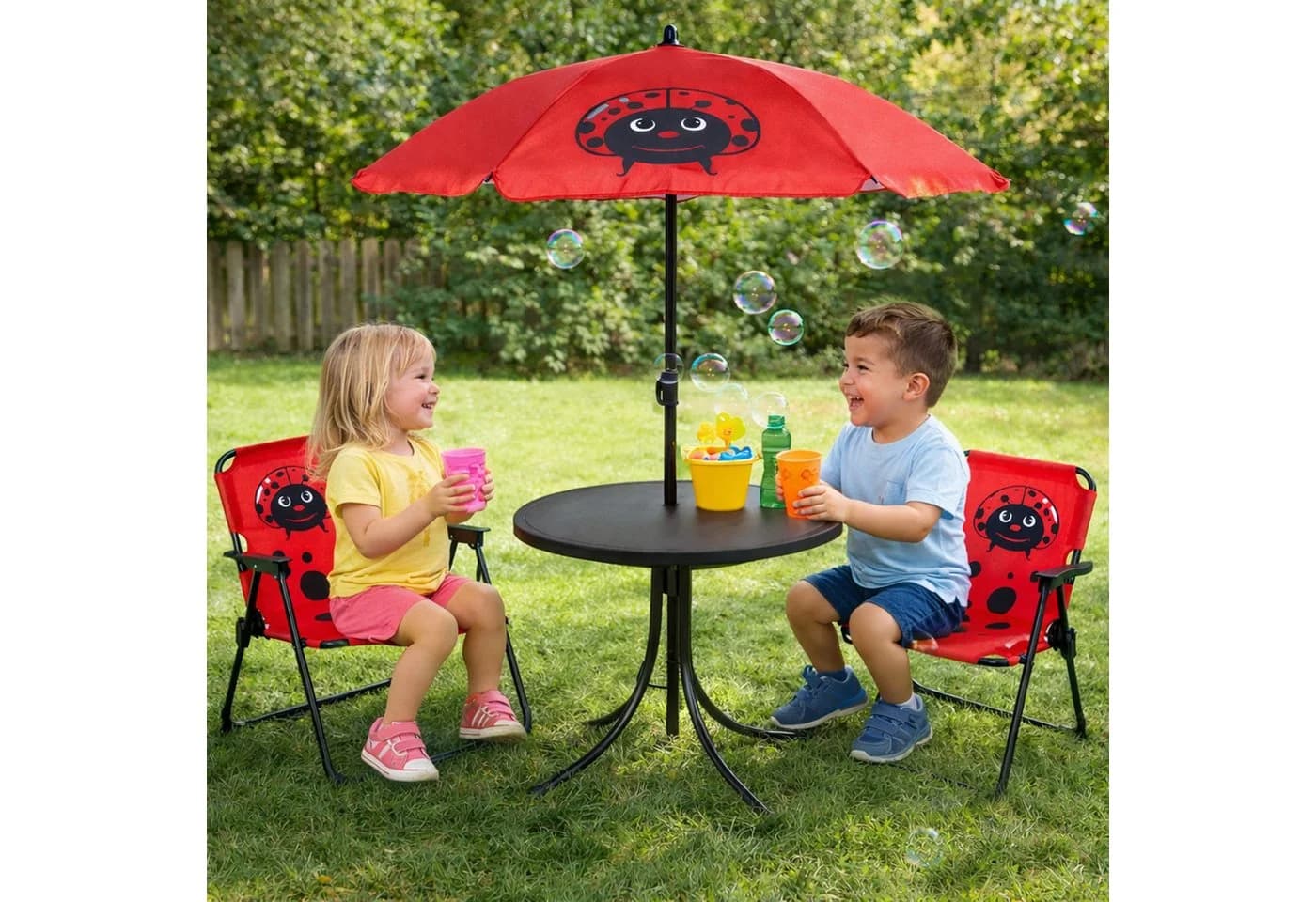 Mojawo Kinder Campingmöbel Set 4tlg Marienkäfer Outdoor