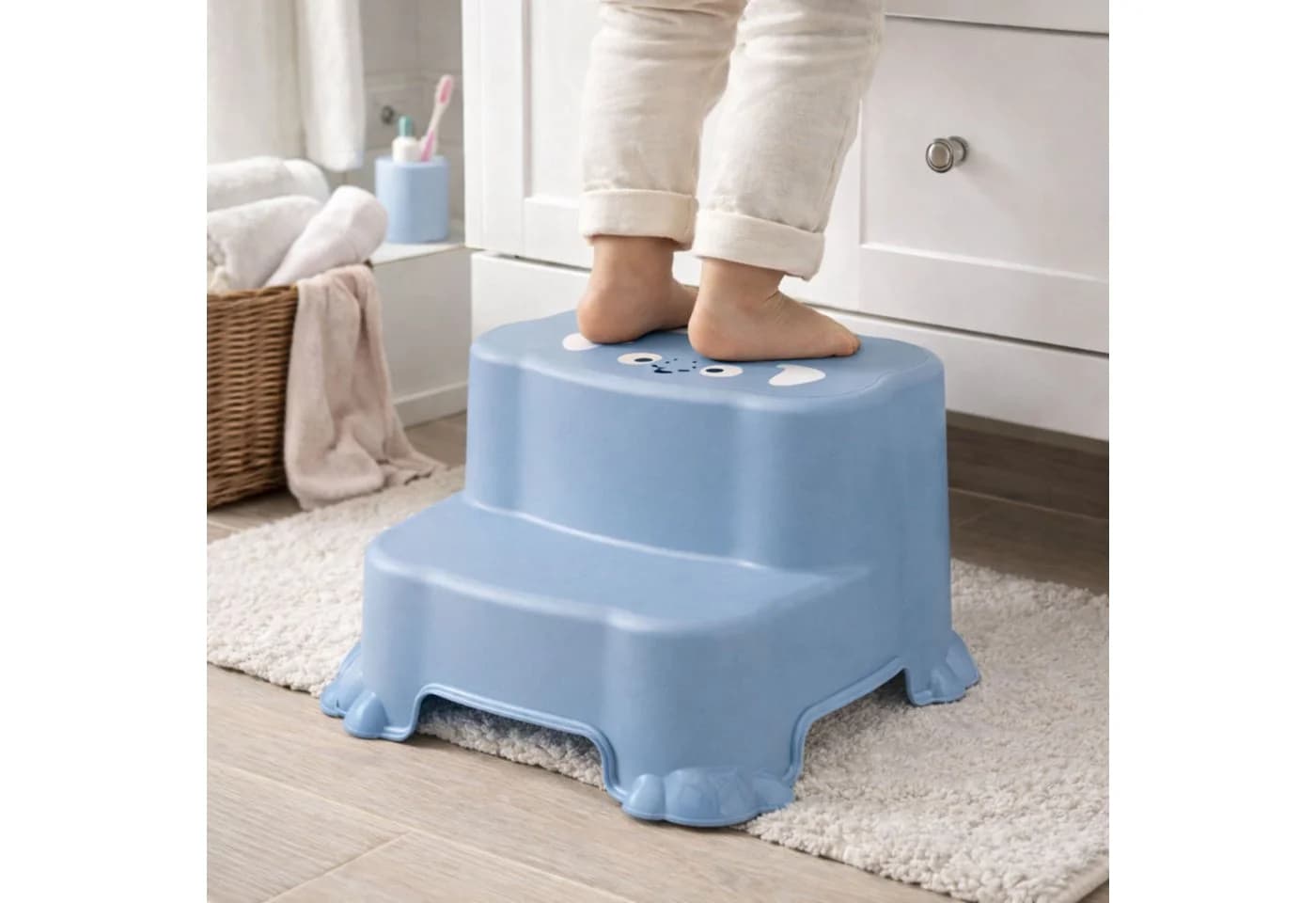 Mojawo Kinder Tritthocker Blau Rutschfest