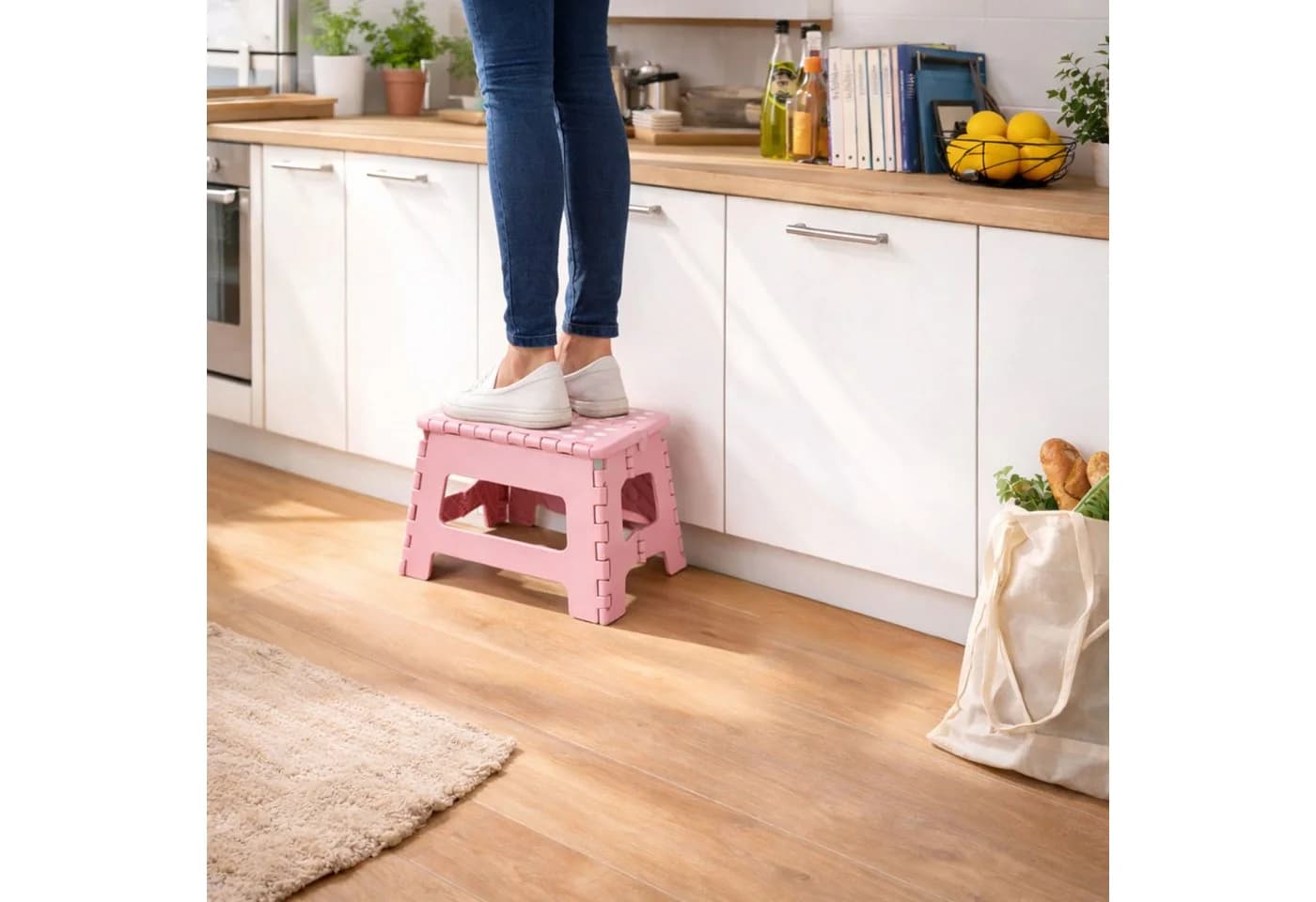 Mojowo Fußhocker Klapphocker Rosa - Faltbar bis 150kg