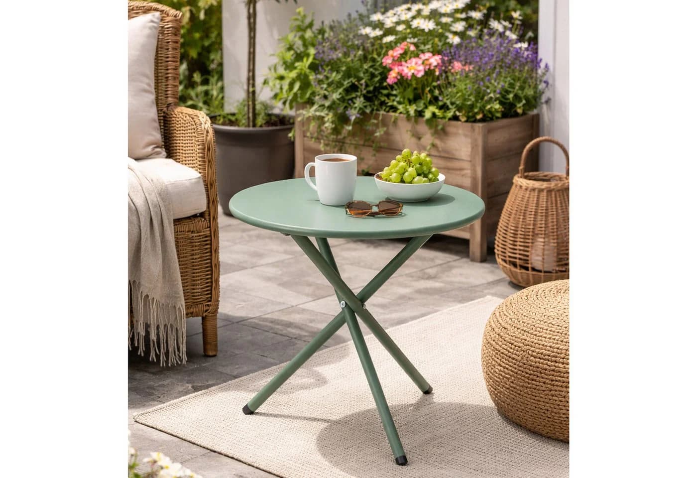 Mojawo Bistrotisch Grün Stahl Rund Ø48cm Outdoor
