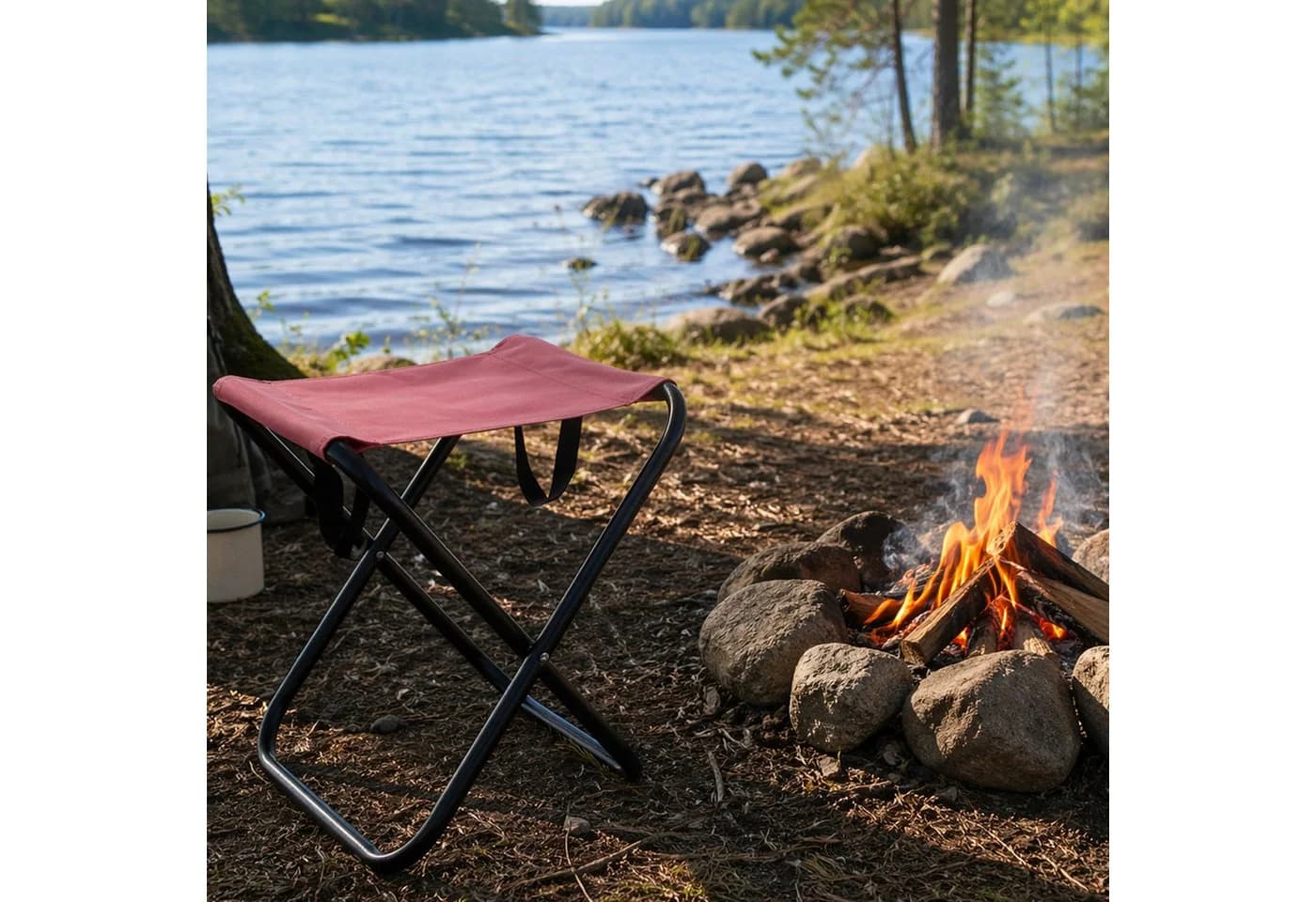 Mojawo Klapphocker Outdoor Camping Hocker Braun Schwarz