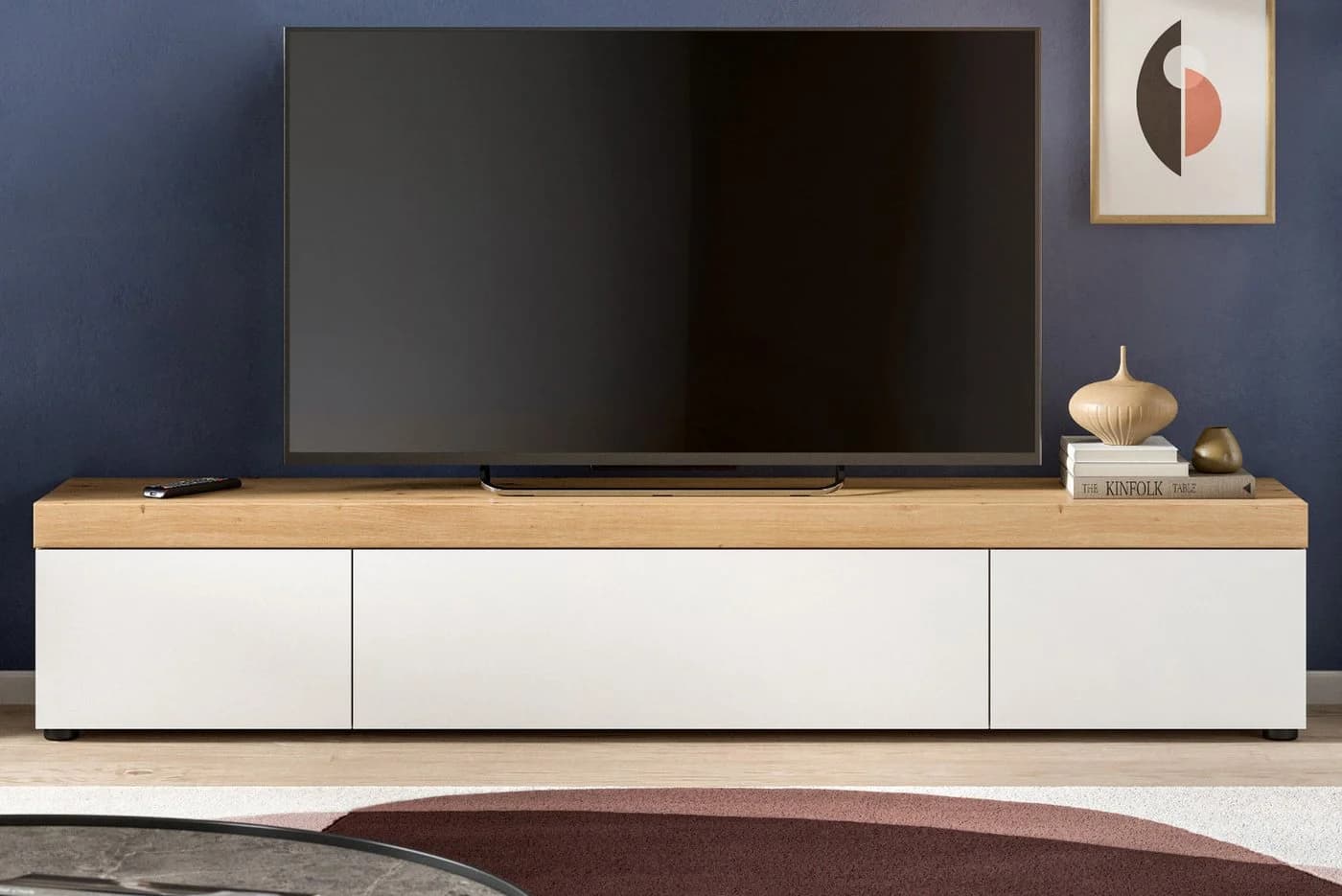 Inn.Furn Lowboard Siena TV Unterschrank Weiß Eiche 180 cm