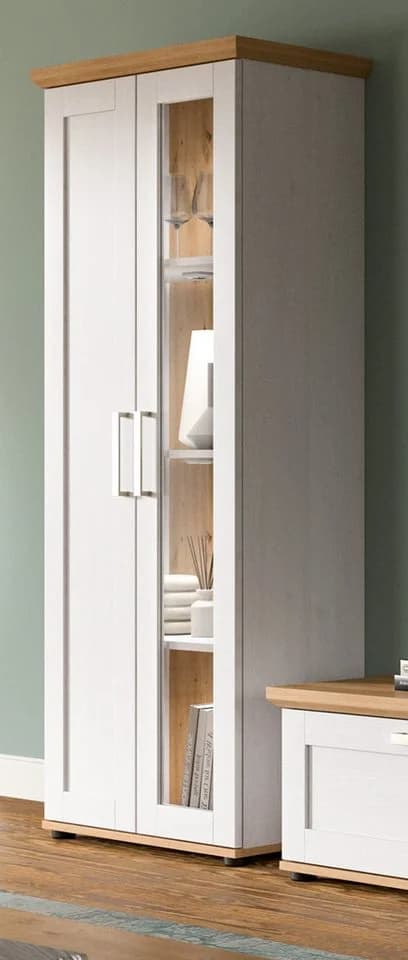 Inn.Furn Standvitrine Mirano Weiß Landhausstil 2-türig