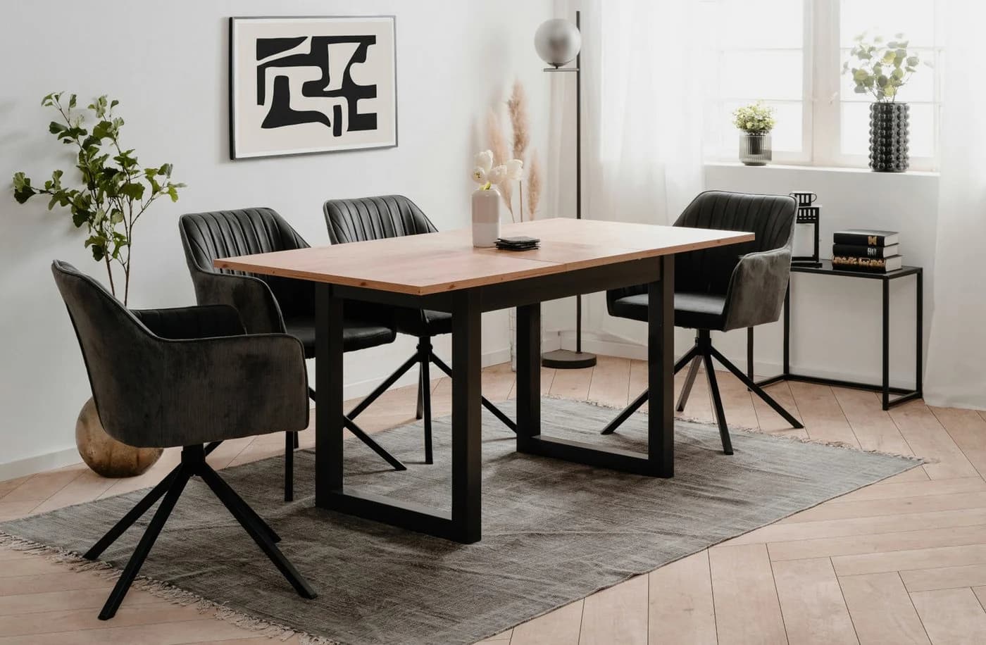 Furn.Design Esstisch Malta Anthrazit Eiche Artisan ausziehbar