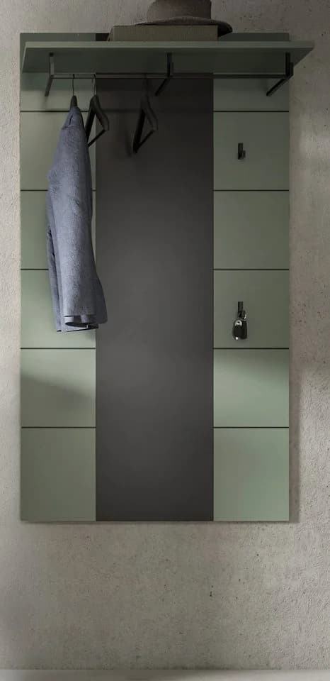 Inn.Furn Garderobenpaneel Cooper Wandgarderobe Salbei Grün Basalt Grau