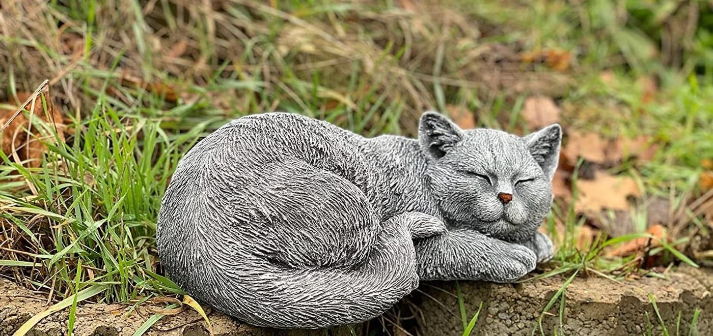Stone and Style Gartenfigur Frostfeste Steinfigur Katze Betty schlafend Grau