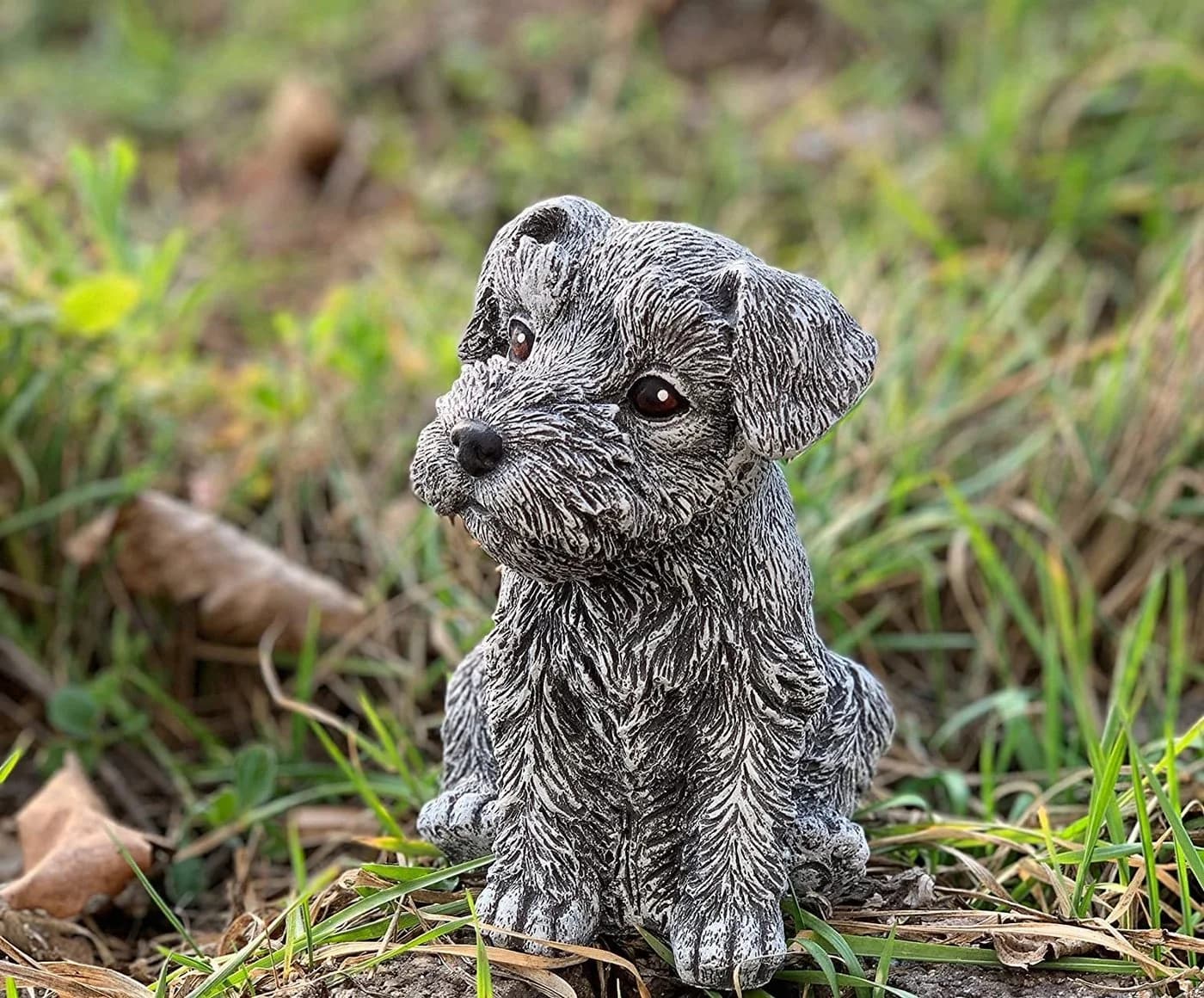 Stone and Style Frostfeste Steinfigur Hund Schnauzer Grau