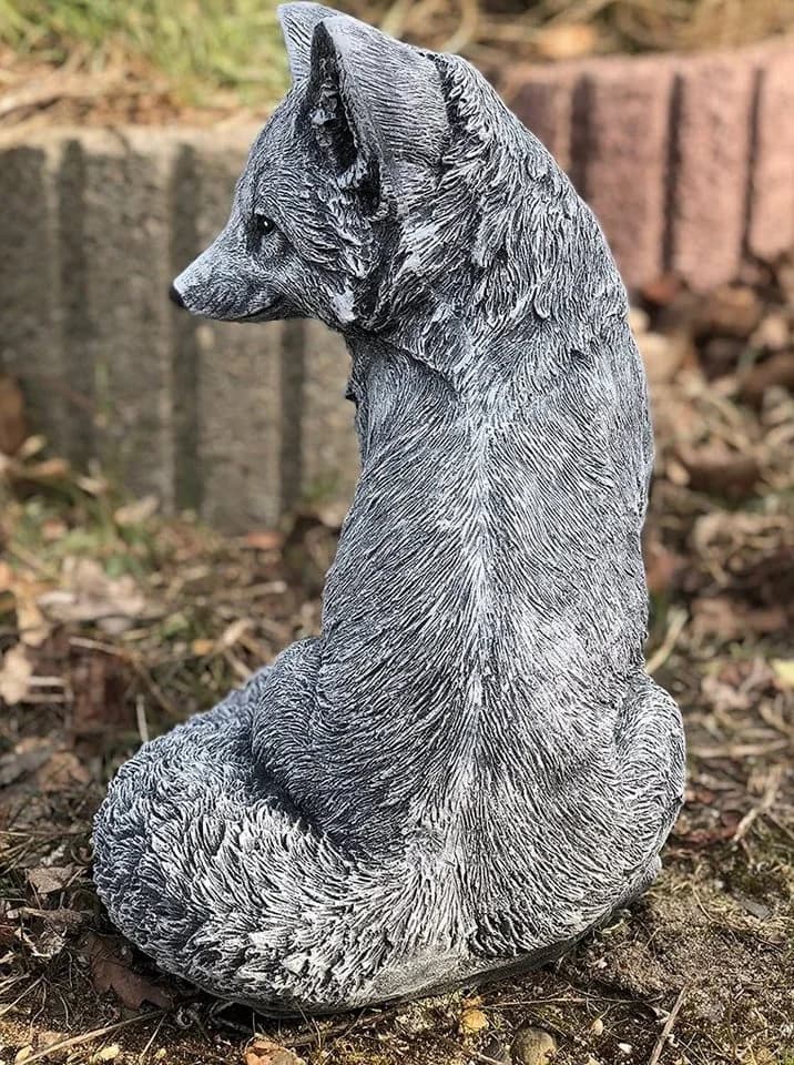 Stone and Style Gartenfigur Frostfeste Steinfigur Fuchs groß Grau