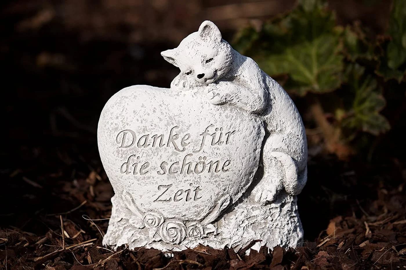 Stone and Style Katzenfigur Grabschmuck Frostfest Grau