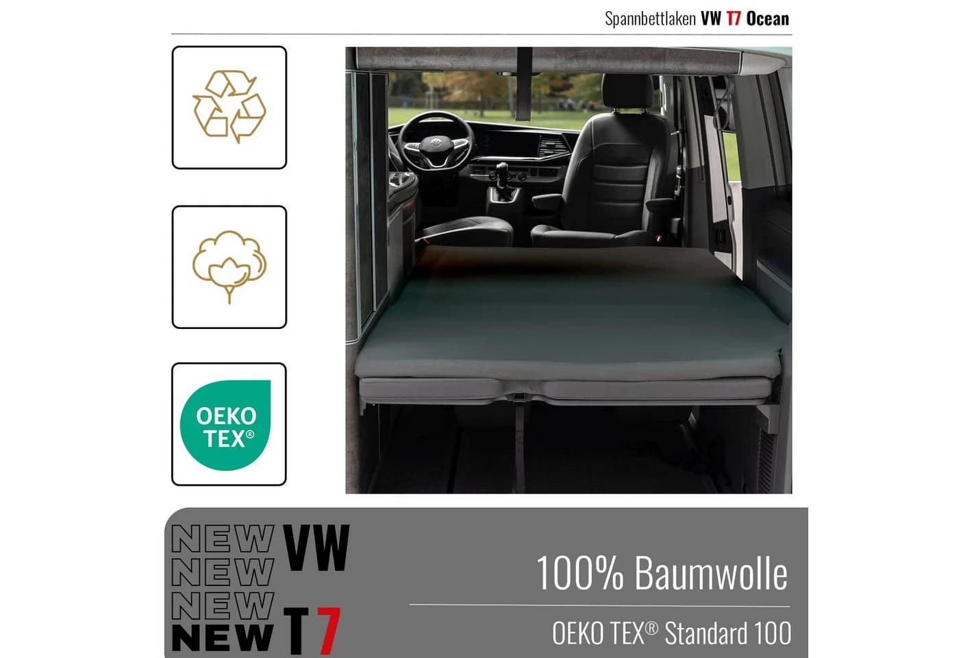 Black Forest Fox Spannbettlaken VW Faltbett T7 California Beach OEKO-TEX® Baumwolle