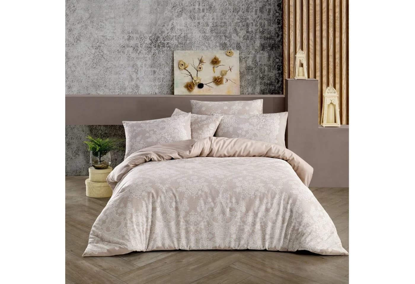 ZIRVEHOME Bettwäsche Set Beige Creme 3-teilig mit Reißverschluss