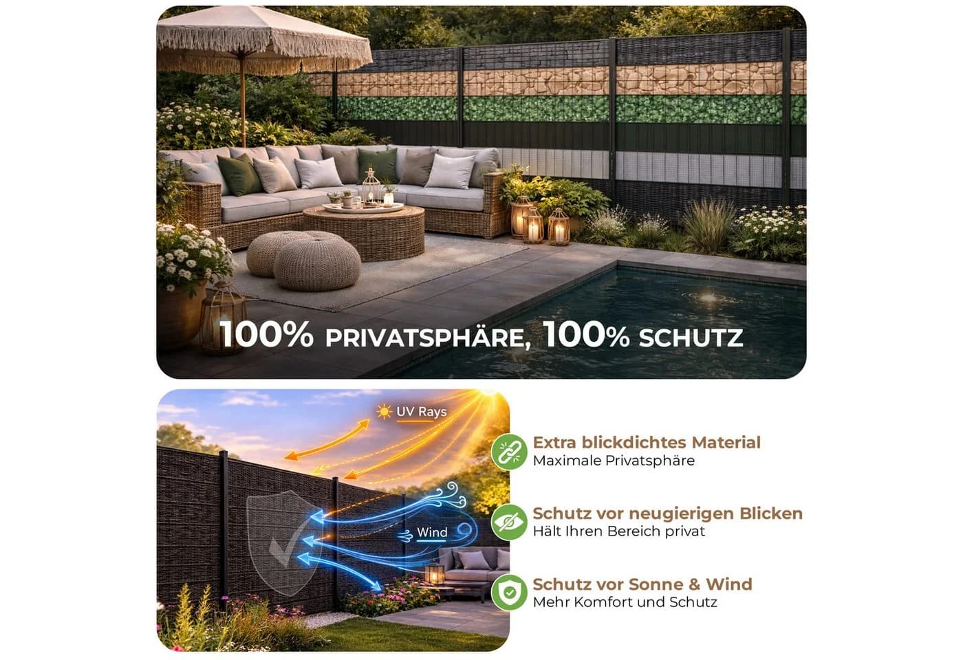 BooGardi PVC Sichtschutzstreifen Grau 19x35m