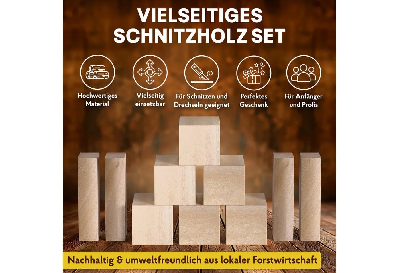 Eli Schnitzset Lindenholz Rohlinge Bastelset für Erwachsene und Kinder