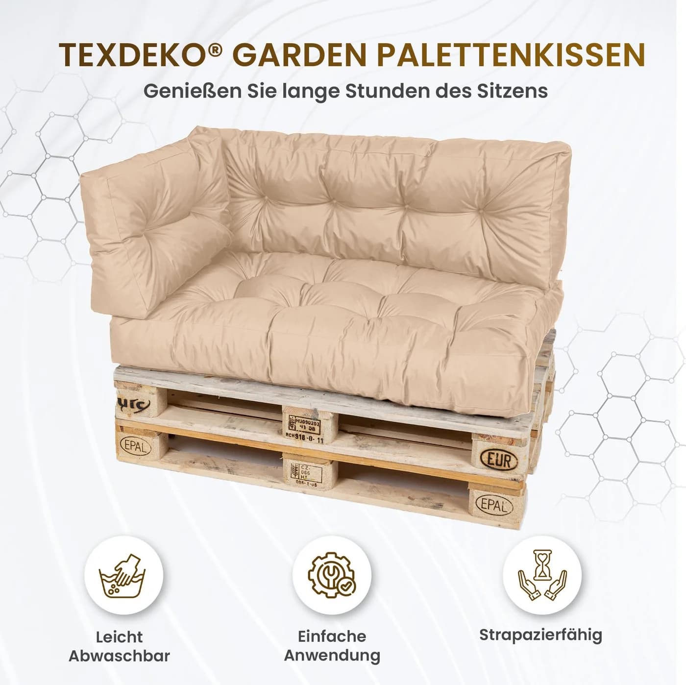 TexDeko Garden Rückenkissen wasserabweisend Braun Premium