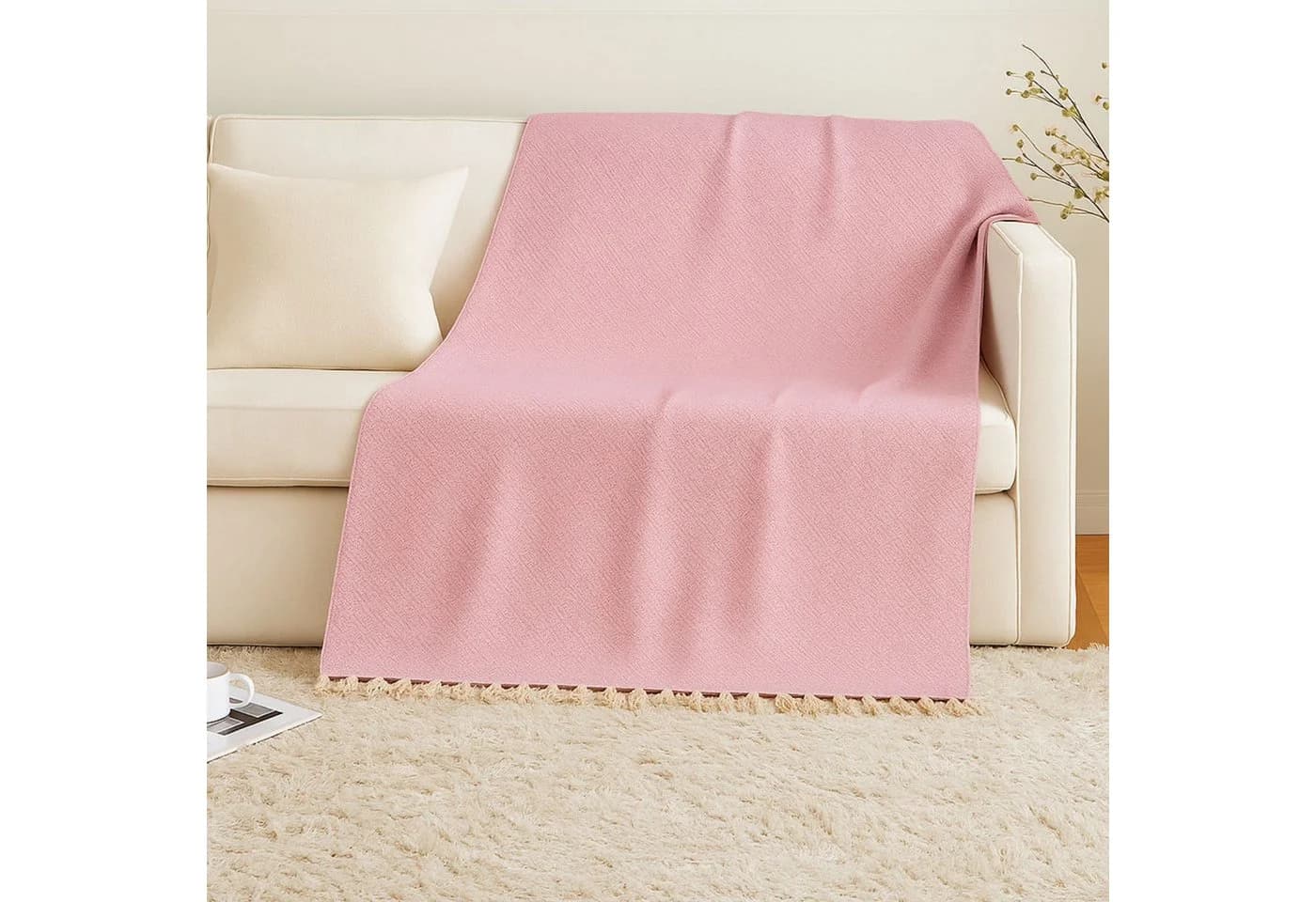 Marrakesch Orient & Mediterran Interior Tagesdecke Calix Pink 125x150 Baumwolle Boho Modern Deko