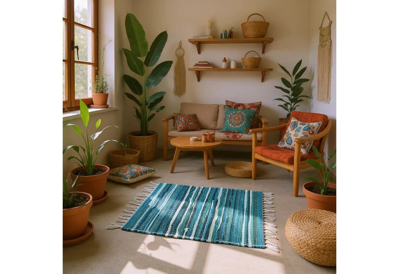 Marrakesch Orient & Mediterran Interior Badematte Callum Blau Boho Teppich