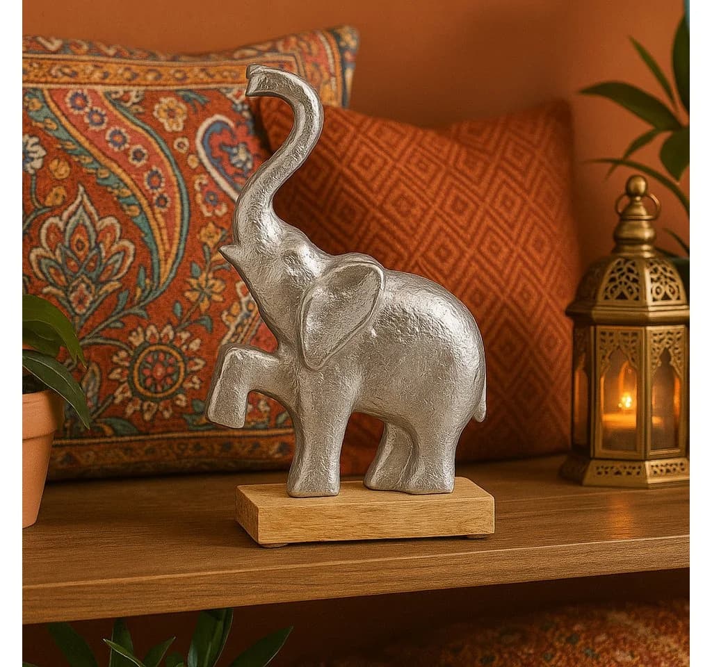 Marrakesch Orient & Mediterran Interior Dekofigur Elefant Silber Aluminium Handarbeit
