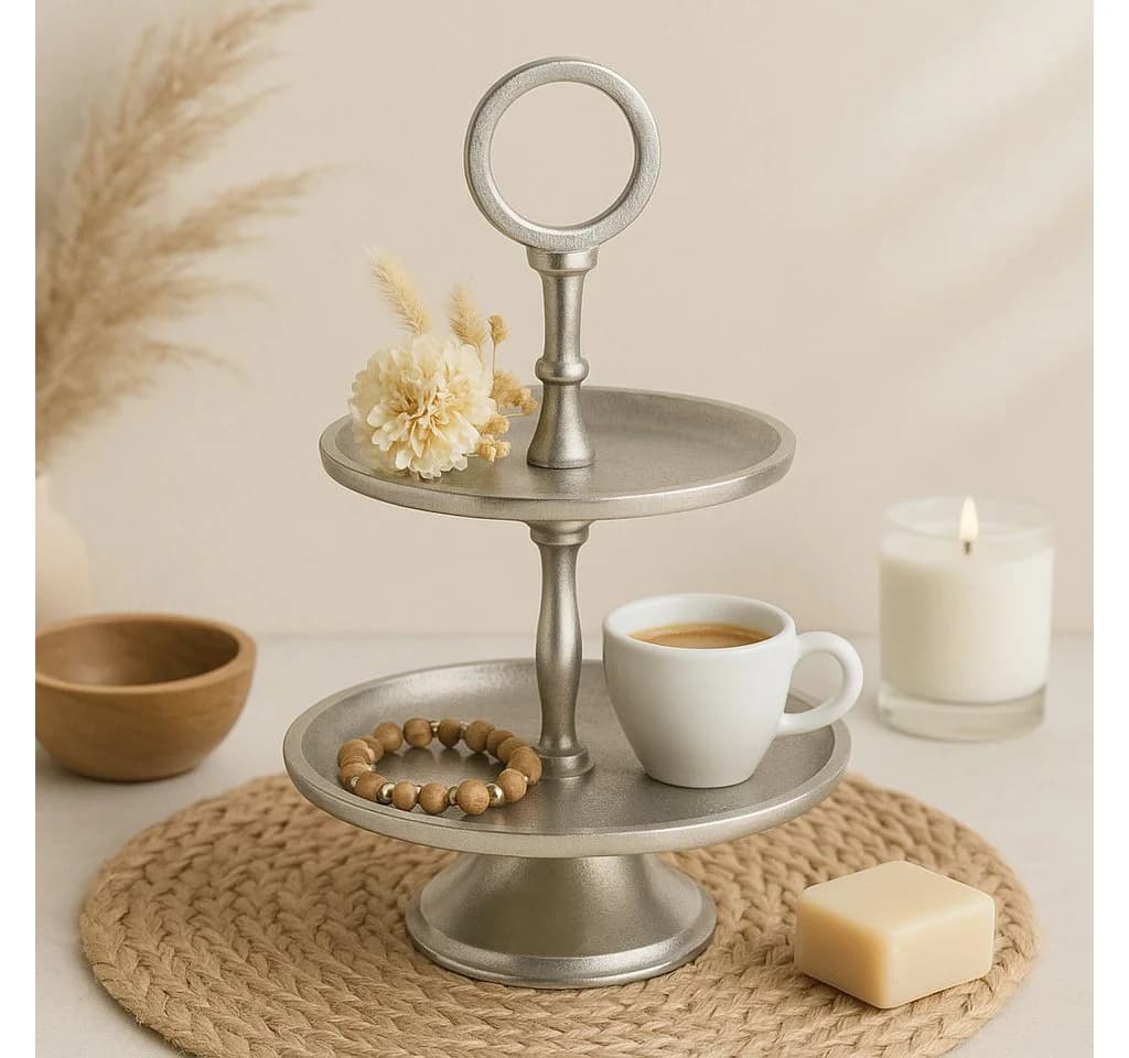 Marrakesch Orient & Mediterran Interior Etagere Annika Silber Aluminium