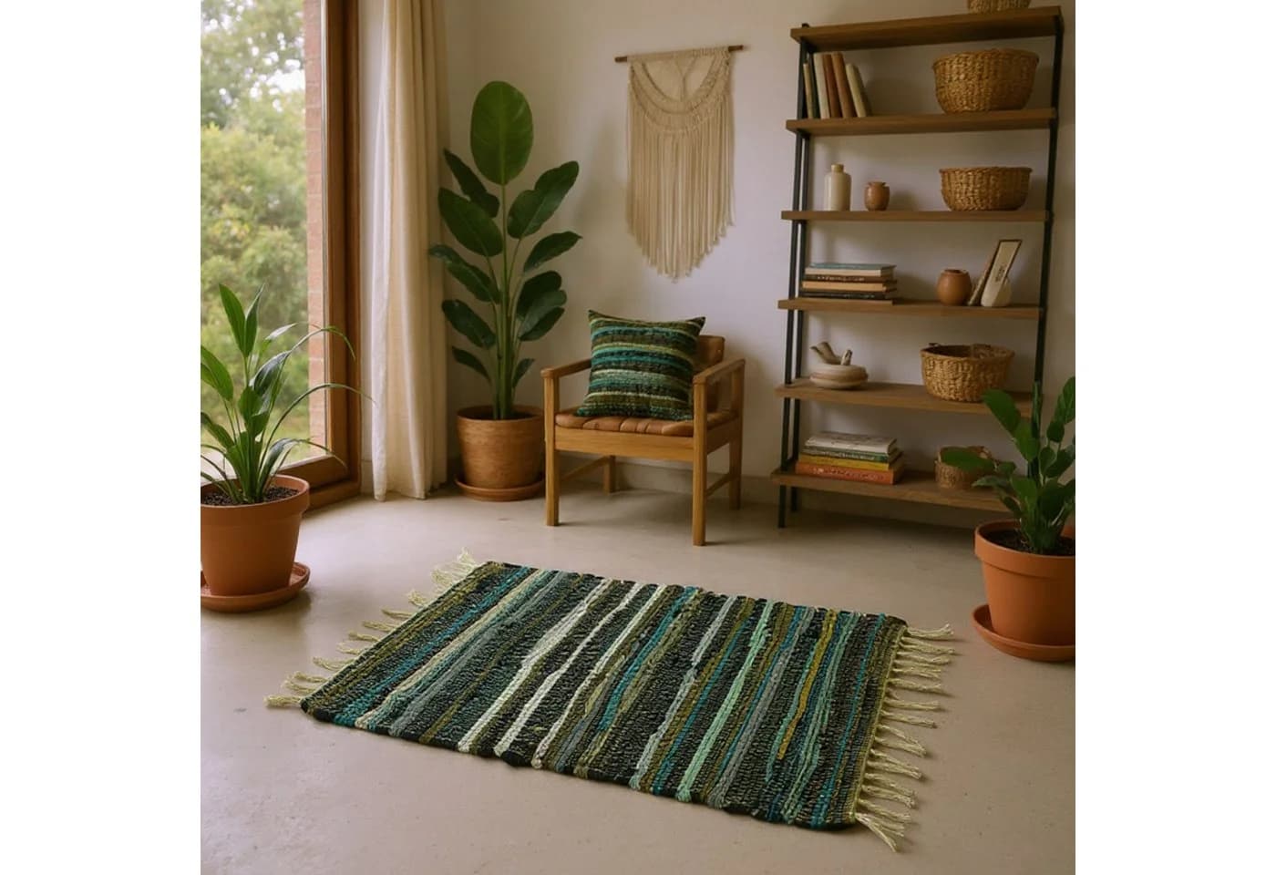 Marrakesch Callum Grün Boho Teppich 3er Set Handgewebt