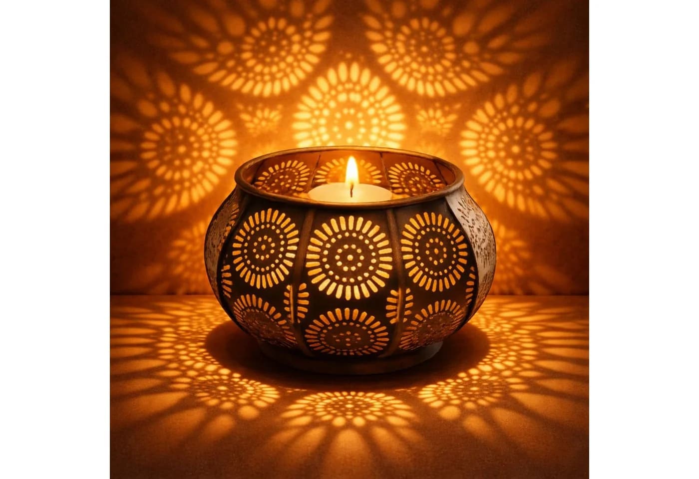 Sabah Teelichthalter Orientalisch Metall Boho Windlicht 12cm