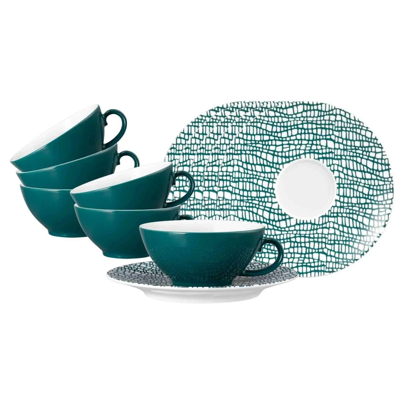 Seltmann Weiden Teetassen mit Untertassen 140 ml 6er Set Trendy Petrol