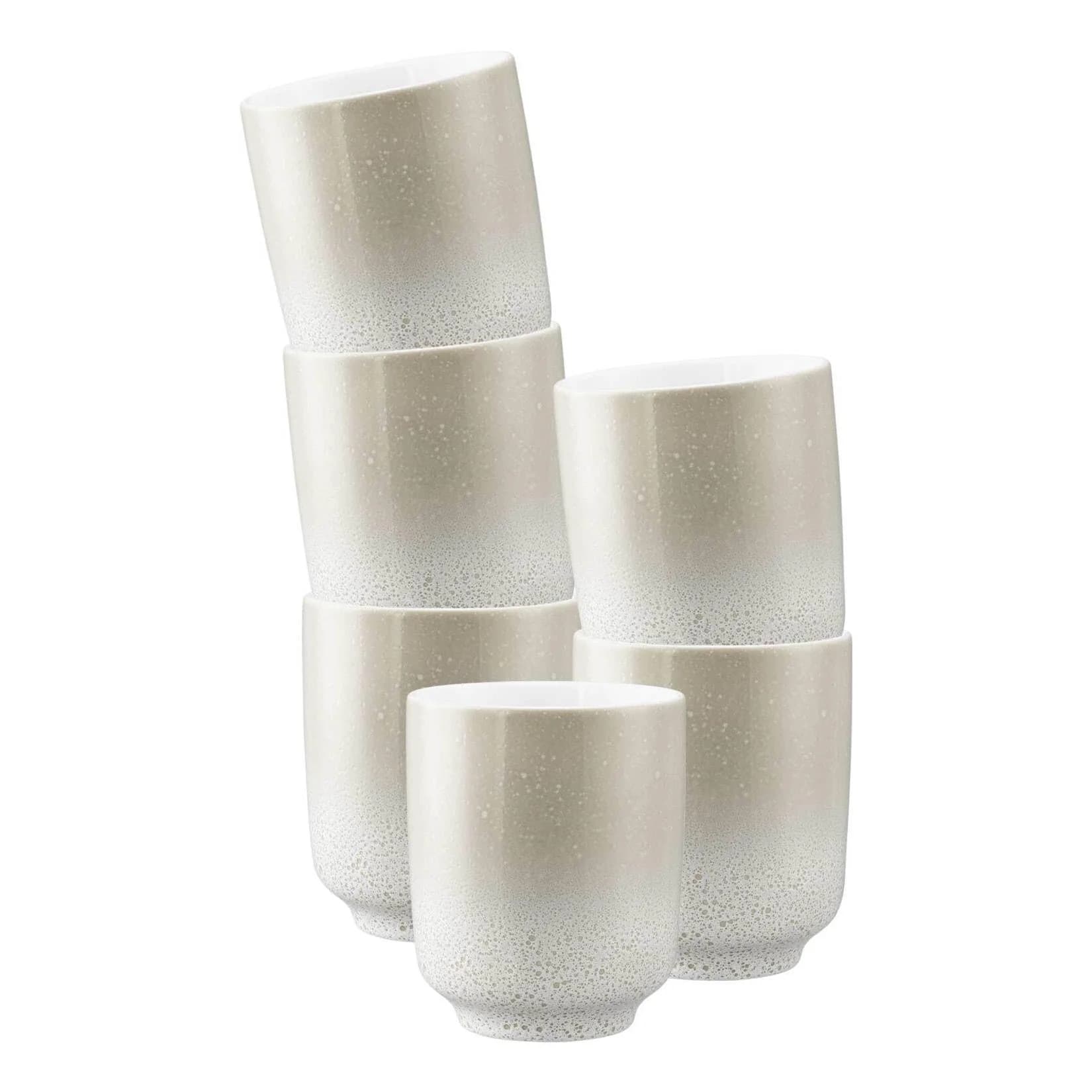 Seltmann Weiden Kaffeebecher ohne Henkel Sento Home 6er Set Beige Porzellan