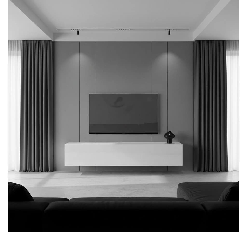 InnoFurn Lowboard Lia hängendes TV-Board Weiß matt/Weiß Hochglanz